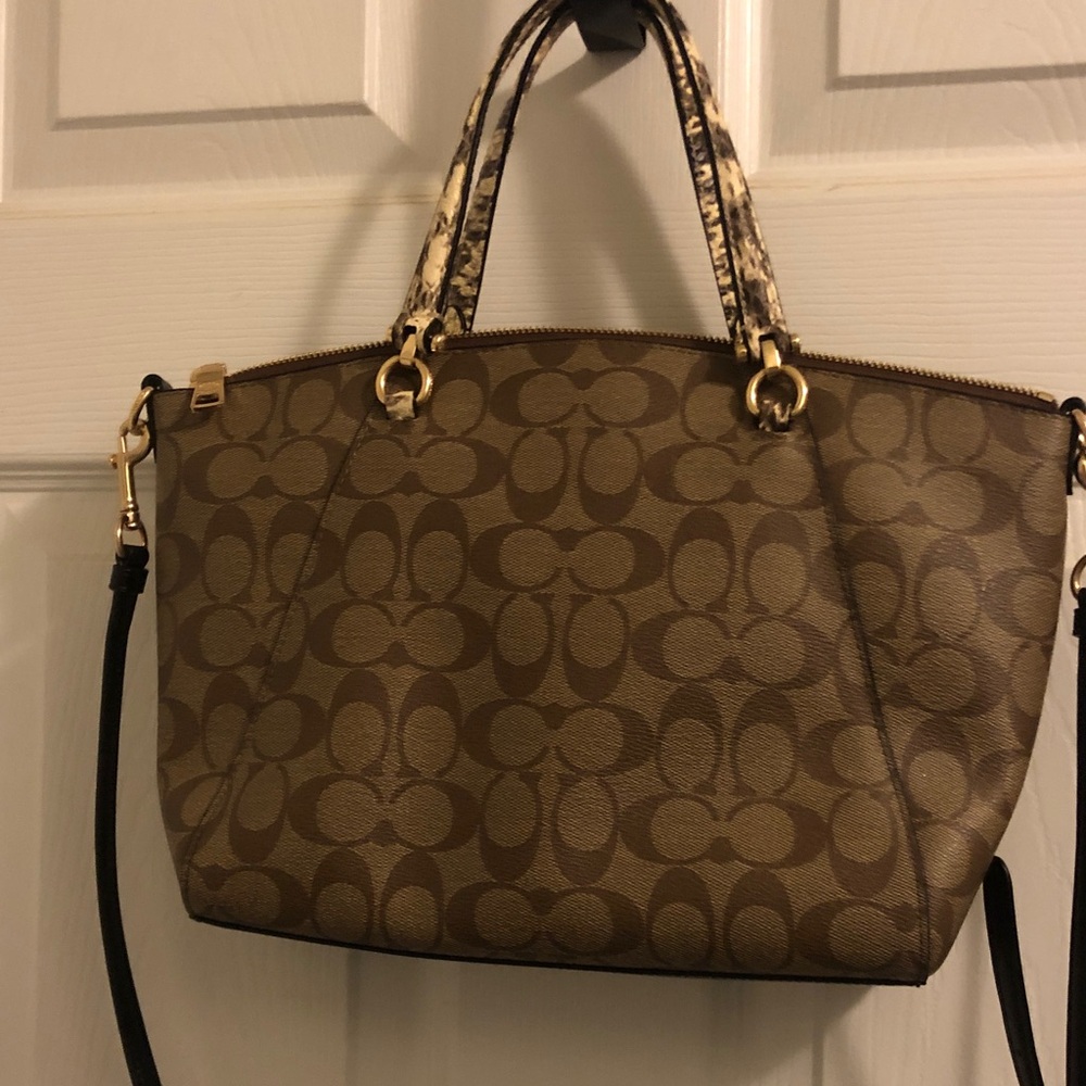 Coach Brown and Tan Signature Crossbody Bag - Picture 4 of 8